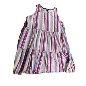GAP Womens Tiered Dress XXL Multicolor Stripe Sleeveless Babydoll Summer Dress